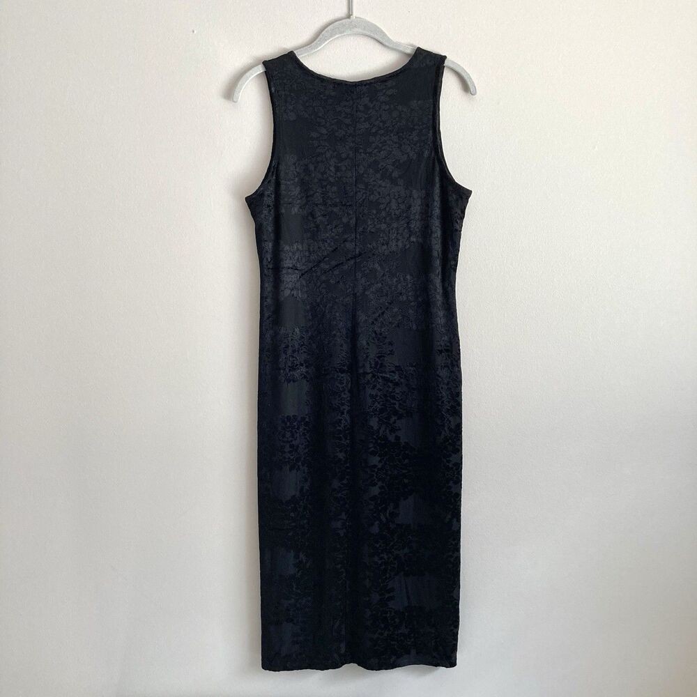 Express Vintage Y2K Crushed Velvet Dress Black Size 7/8 Whimsigoth Goth 90s - Picture 8 of 12